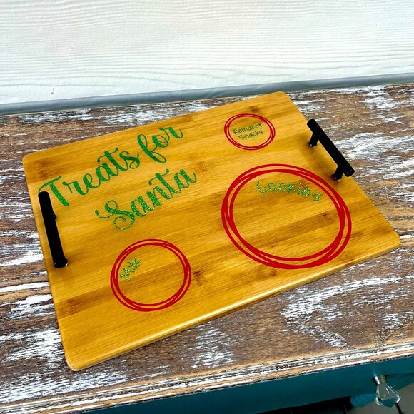 Treats for Santa Cookie Tray Cutting Board Resin Wood Cutting Board Charcuterie - Picture 4 of 7